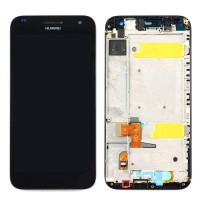 TOUCH SCREEN + DISPLAY LCD CON FRAME NERO ASSEMBLATO PER HUAWEI ASCEND G7 BLACK RICAMBIO