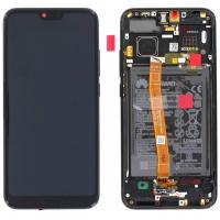 TOUCH SCREEN DISPLAY ORIGINALE PER HUAWEI HONOR 10 COL-L09 NERO FRAME E BATTERIA SERVICE PACK 02351XBM