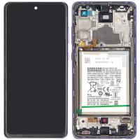 TOUCH SCREEN DISPLAY ORIGINALE PER SAMSUNG GALAXY A725 A72 CON FRAME E BATTERIA VIOLA