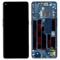 TOUCH SCREEN DISPLAY ORIGINALE PER OPPO RENO 4 PRO 5G CON FRAME BLU CPH2089