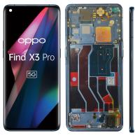 TOUCH SCREEN DISPLAY PER OPPO FIND X3 PRO CON FRAME BLU (SERVICE PACK)