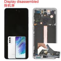 TOUCH SCREEN DISPLAY PER SAMSUNG GALAXY G990 S21 FE CON FRAME SMONTATO DAL TELEFONO GRADO A BIANCO