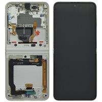 TOUCH SCREEN DISPLAY PER SAMSUNG GALAXY Z FLIP 3 5G F711 CON FRAME CREAM BIANCO SERVICE PACK