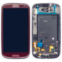 TOUCH SCREEN DISPLAY PER SAMSUNG GALAXY S3 i9300 CON FRAME ROSSO ORIGINALE SERVICE PACK