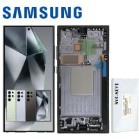 TOUCH SCREEN DISPLAY PER SAMSUNG S24 ULTRA S928 CON FRAME NERO / BLU / VERDE SERVICE PACK