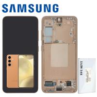 TOUCH SCREEN DISPLAY PER SAMSUNG GALAXY S24 S921 CON FRAME ORANGE SERVICE PACK