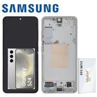 TOUCH SCREEN DISPLAY PER SAMSUNG GALAXY S24 S921 CON FRAME GRIGIO SERVICE PACK