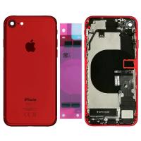 [a1620] SCOCCA COPRIBATTERIA BACK COVER PER IPHONE 8 ROSSA ROSSO COMPLETA DI FLAT