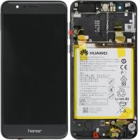 [f978] TOUCH SCREEN DISPLAY ORIGINALE PER HUAWEI HONOR 8 NERO CON FRAME E BATTERIA SERVICE PACK 02350VAS