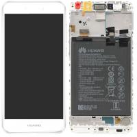 [f1655] TOUCH SCREEN DISPLAY ORIGINALE PER HUAWEI Y7 2017 TRT-LX1 CON FRAME BIANCO