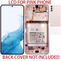 [b4190] TOUCH SCREEN DISPLAY ORIGINALE PER SAMSUNG GALAXY S906 S22 PLUS CON FRAME E BATTERIA ROSA