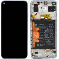 [f2046] TOUCH SCREEN DISPLAY PER HUAWEI P40 LITE 5G SERVICE PACK CON FRAME E BATTERIA SILVER