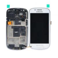 [b5166] TOUCH SCREEN DISPLAY PER SAMSUNG GALAXY S3 MINI i8190 8200 CON FRAME BIANCO